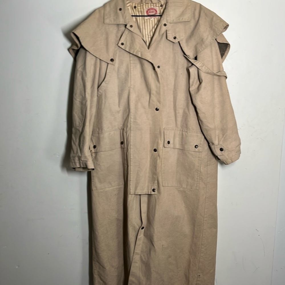 Australian Outback Collection Men's Natural Duck Canvas Duster Long Coat Sz M